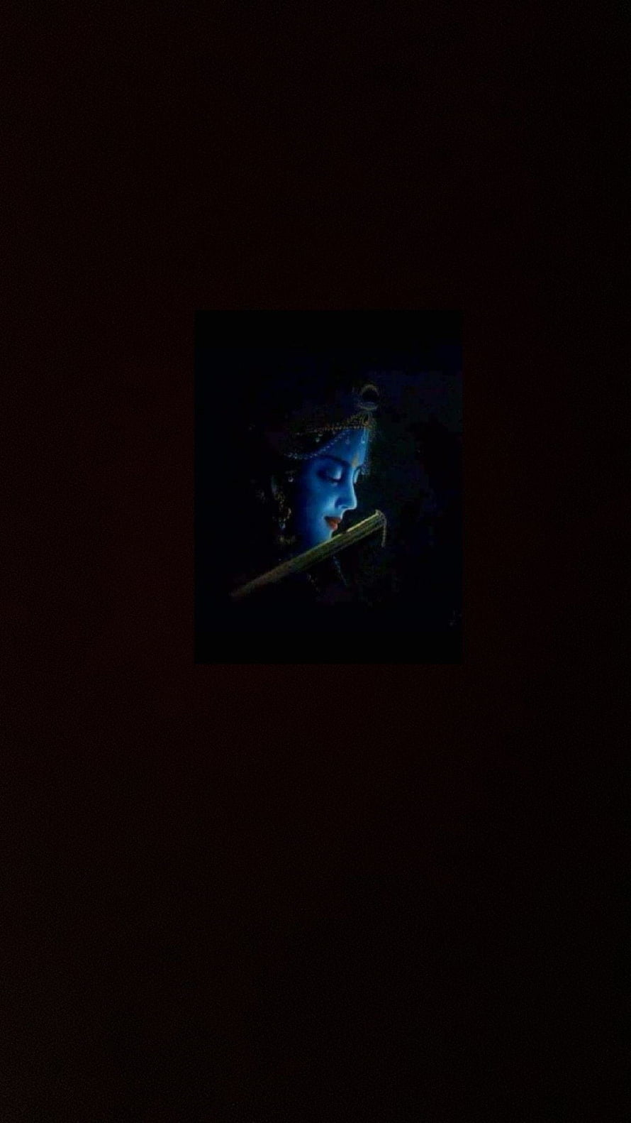Serene Blue Krishna Playing Flute in Dark Artistic Portrait HD phone wallpaper