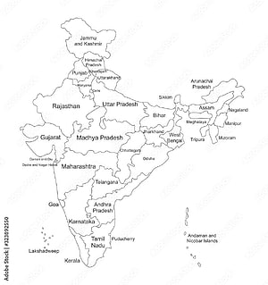 Labeled Political Map of India Showing All States and Union Territories HD phone wallpaper