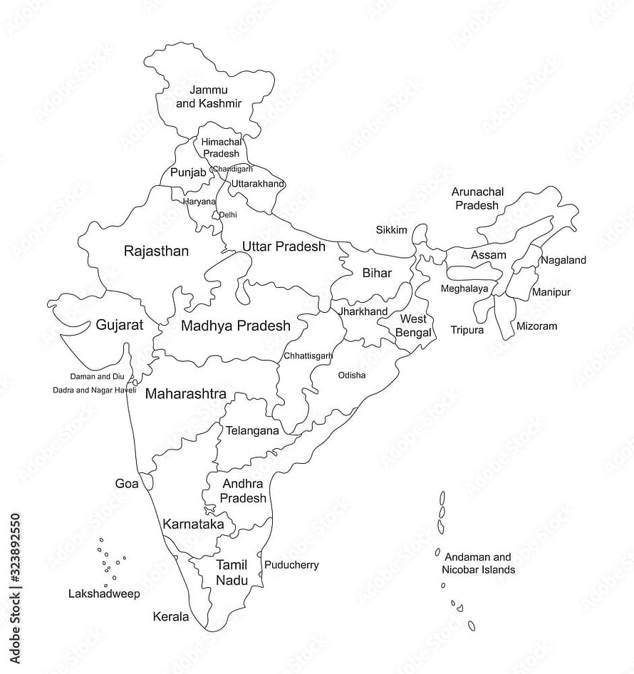 Labeled Political Map of India Showing All States and Union Territories HD phone wallpaper