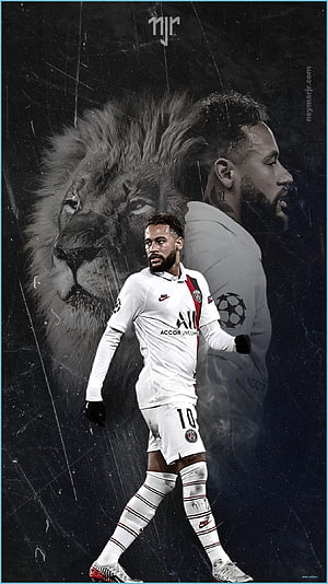 Neymar Jr Paris Saint-Germain Soccer Player With Lion Background HD phone wallpaper