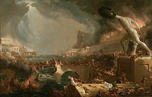 Thomas Cole The Course of Empire Destruction Classic Oil Painting of Ancient Ruins HD wallpaper
