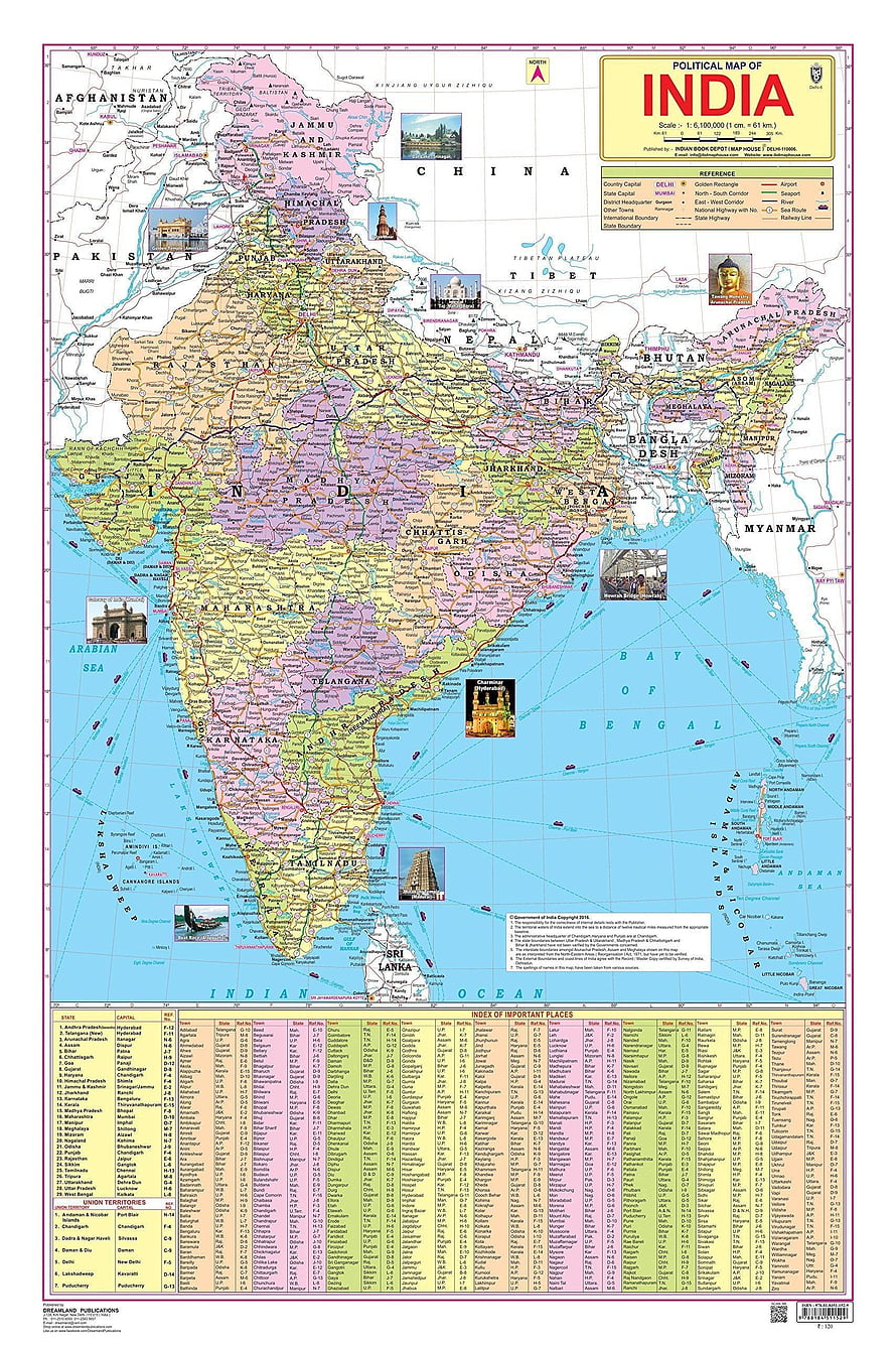 Detailed Political Map of India Showing States, Capitals, and Major Cities HD phone wallpaper
