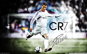 Cristiano Ronaldo CR7 Real Madrid Soccer Player Kicking Ball Action Wallpaper HD wallpaper