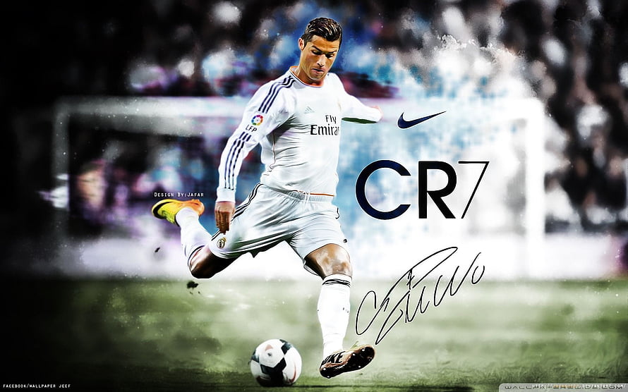 Cristiano Ronaldo CR7 Real Madrid Soccer Player Kicking Ball Action Wallpaper HD wallpaper