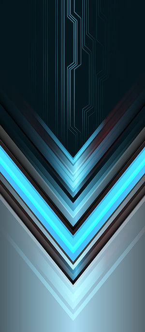 Abstract Geometric Chevron Pattern with Neon Blue Circuit Lines on Dark Background HD phone wallpaper