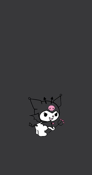 Kuromi Devil Costume Character on Dark Background HD phone wallpaper