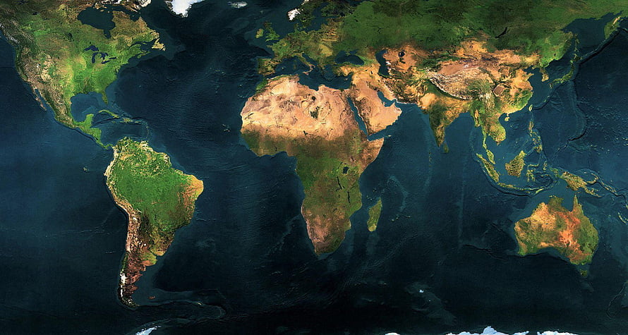 Satellite View of Earth Showing Continents and Oceans HD wallpaper