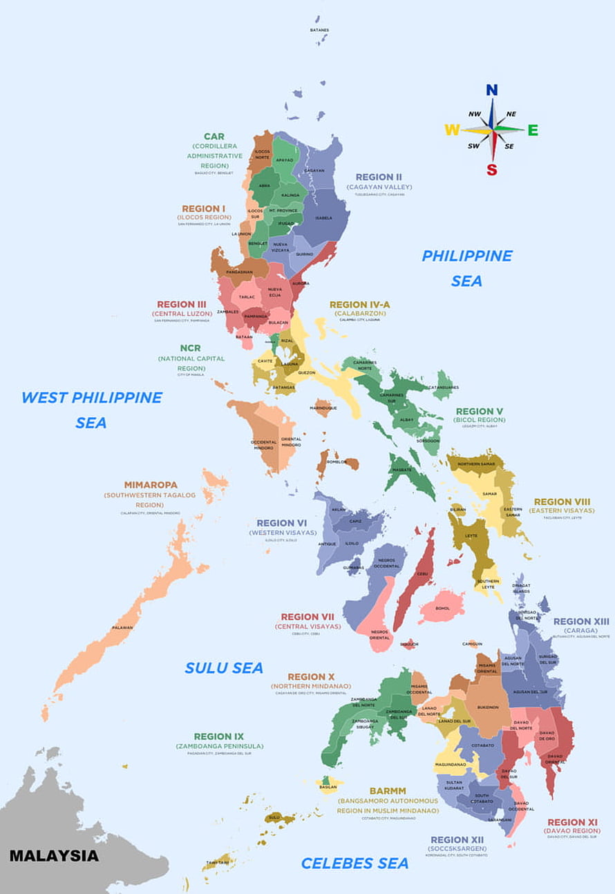 Detailed Political Map of the Philippines Showing Regions, Provinces, and Surrounding Seas HD phone wallpaper