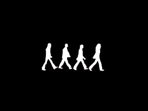 The Beatles Abbey Road Silhouette Minimalist Black and White Art HD wallpaper