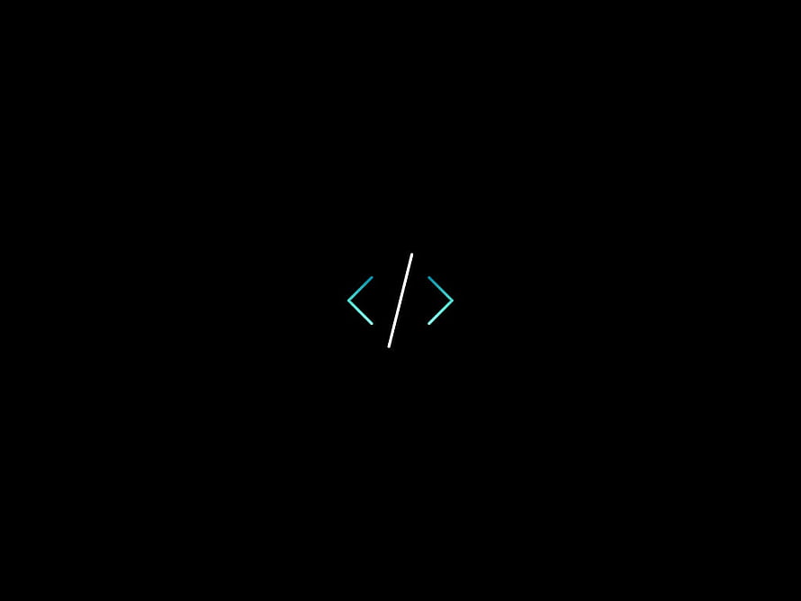 Minimalist Coding Symbol Wallpaper with Neon Blue HTML Tags on Black Background HD wallpaper