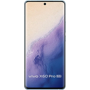 Vivo X60 Pro 5G smartphone front view with abstract purple and blue ocean wallpaper on curved display HD phone wallpaper