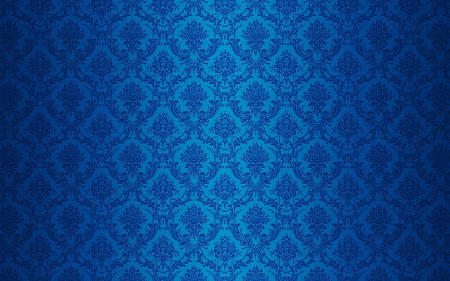 Vintage Blue Damask Pattern with Ornate Floral Motifs and Dark Textured Background HD wallpaper