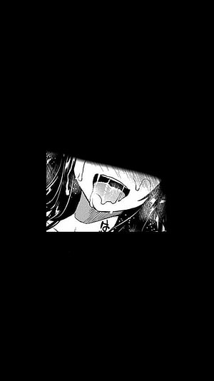 Black and White Ahegao Anime Face Close Up with Tears and Open Mouth HD phone wallpaper