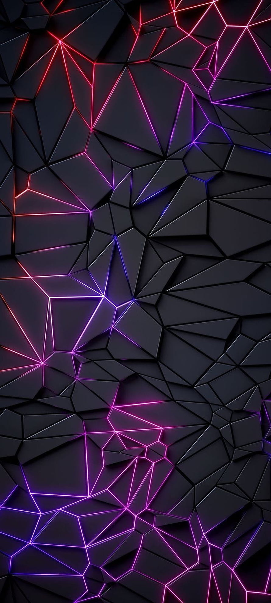 Abstract Geometric Polygon Pattern With Glowing Neon Lines On Dark Background HD phone wallpaper