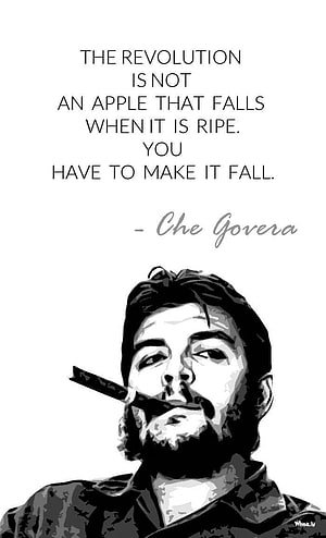 Che Guevara Black and White Portrait with Revolutionary Quote HD phone wallpaper