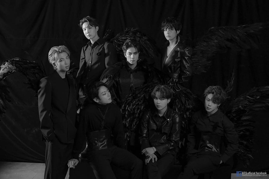 BTS Black Swan Concept Photo in Dramatic Black and White Studio Setting HD wallpaper