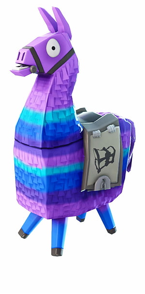 Fortnite Llama Mount with Purple and Blue Striped Body and Saddle HD phone wallpaper