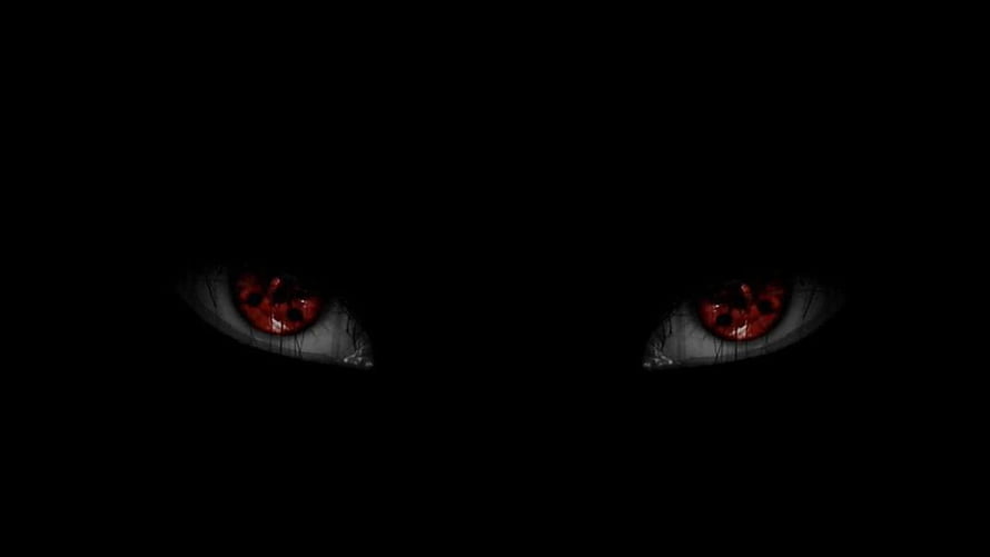 Glowing Red Eyes Peering From Pitch Black Darkness HD wallpaper
