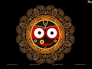 Kali Ma Mandala Artwork with Golden Floral Patterns and Red Eyes on Black Background, Hindu Gods & Goddesses Full &, jagannath HD wallpaper