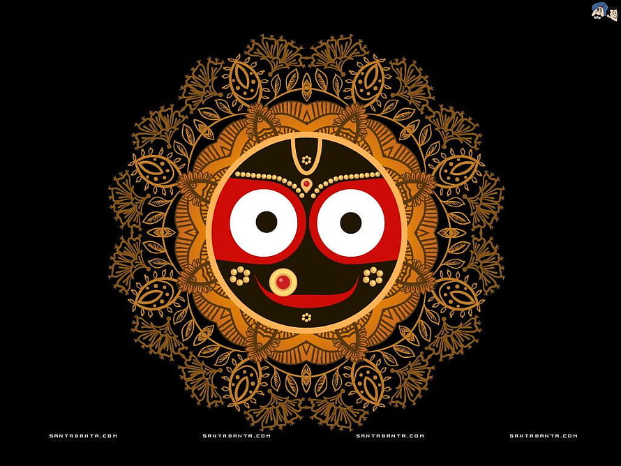 Kali Ma Mandala Artwork with Golden Floral Patterns and Red Eyes on Black Background, Hindu Gods & Goddesses Full &, jagannath HD wallpaper