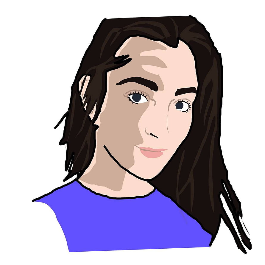 Digital Portrait of a Woman with Long Dark Hair and Blue Shirt, Dani daniel by JeeDon, danny daniel HD phone wallpaper