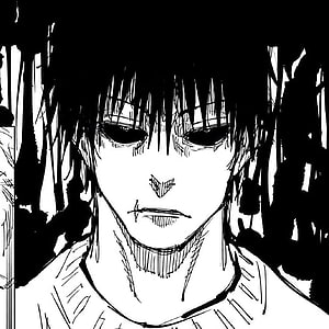 Black and White Manga Style Portrait of a Male Character with Messy Hair and Intense Gaze, toji fushiguro from jujutsu kaisen icons, fushiguro toji HD phone wallpaper