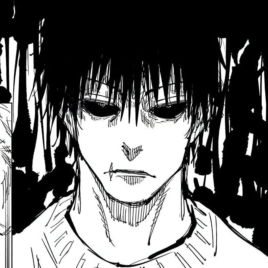Black and White Manga Style Portrait of a Male Character with Messy Hair and Intense Gaze, toji fushiguro from jujutsu kaisen icons, fushiguro toji HD phone wallpaper