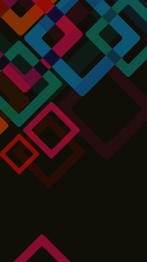 Abstract Geometric Pattern With Overlapping Colorful Squares On Dark Background HD phone wallpaper