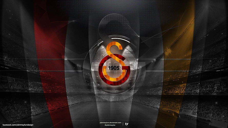 Galatasaray S.K. 1905 Stadium Emblem with Red and Yellow Light Beams HD wallpaper
