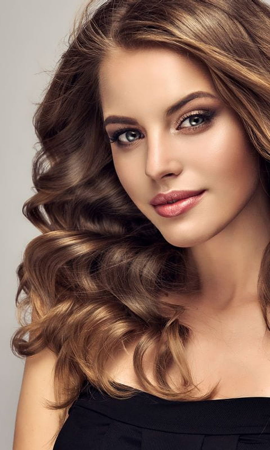 Elegant Portrait of a Woman with Voluminous Wavy Brown Hair and Soft Glamour Makeup, Pin on Beautiful Girls, women long hair style HD phone wallpaper