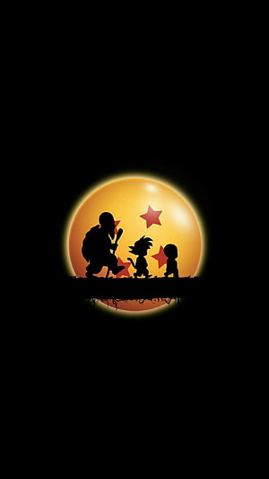 Dragon Ball Silhouette Art Featuring Goku and the Dragon Ball Against a Dark Background HD phone wallpaper