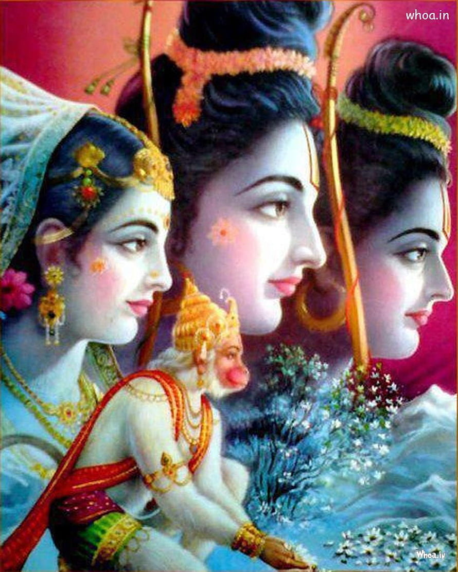 Ramayana Characters Sita Ram Lakshman and Hanuman in Traditional Indian Art, Of Lord Ram Sita And Laxman, ram hanuman HD phone wallpaper