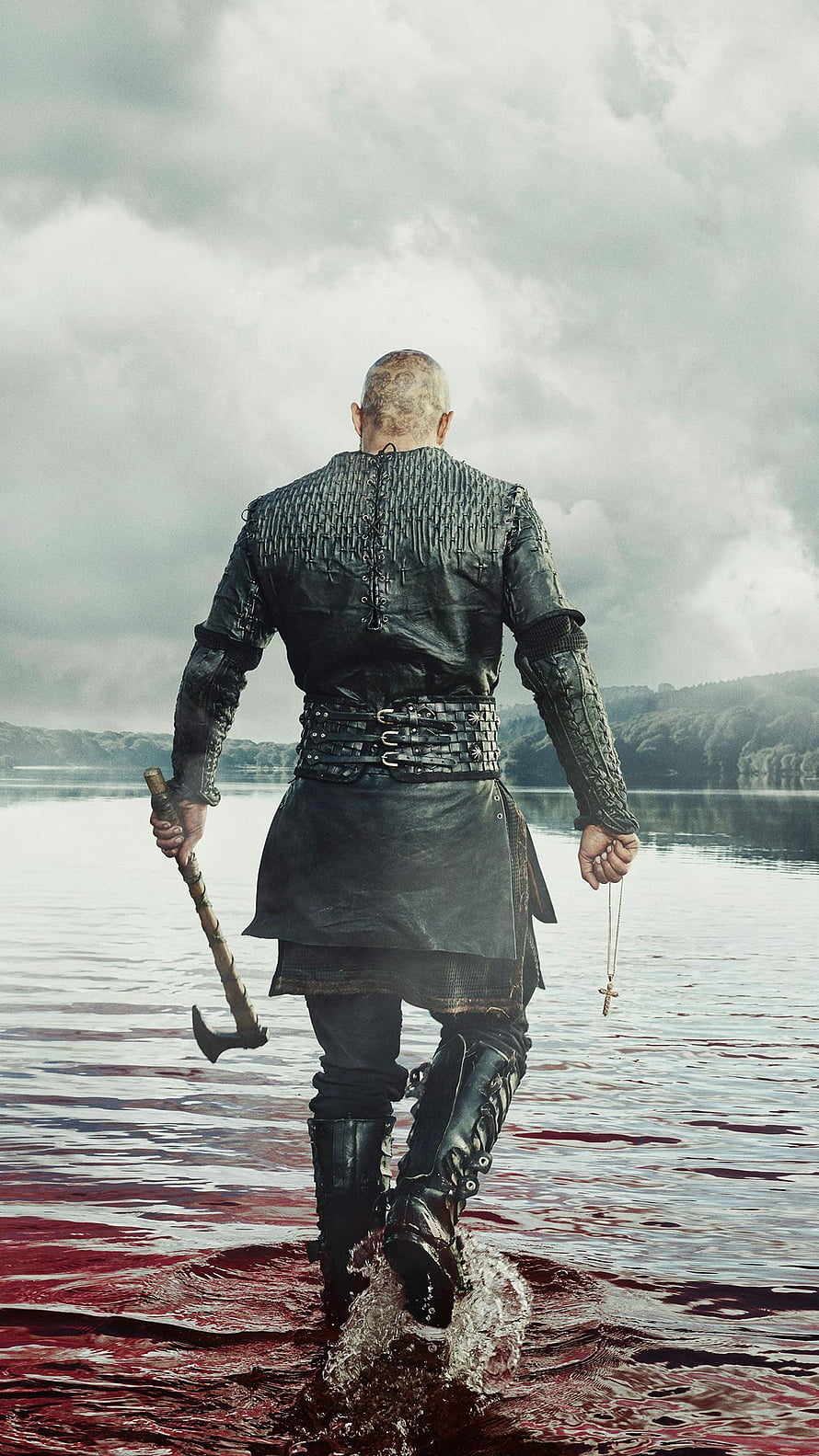 Vikings Ragnar Lothbrok Walking Through Blood-Red Water With Axe HD phone wallpaper