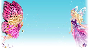 Barbie Fairytopia Princesses with Butterfly Wings and Sparkling Gowns HD wallpaper