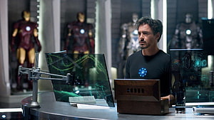 Tony Stark in the Iron Man Lab with Holographic Displays and Armor Suits, Tony stark robert downey jr iron man. Android for, tony stark 1920x1080 HD wallpaper