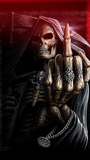 Dark Grim Reaper Skeleton With Scythe And Hooded Cloak HD phone wallpaper