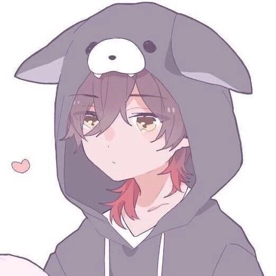 Cute Anime Character in Grey Wolf Hoodie with Soft Brown Hair and Amber Eyes HD phone wallpaper
