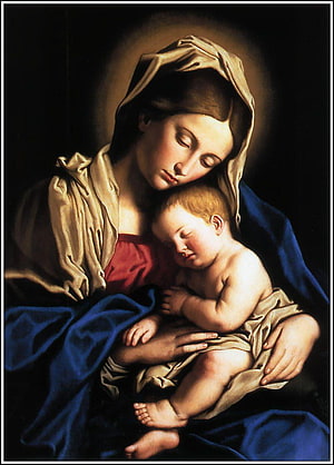 Raphael's Sistine Madonna Detail: Sleeping Christ Child and Virgin Mary in Renaissance Oil Painting HD phone wallpaper