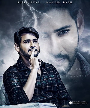 Mahesh Babu Cinematic Portrait With Dramatic Lightning Storm Background HD phone wallpaper