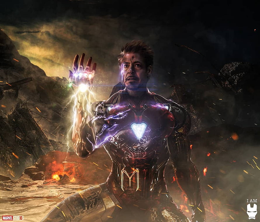 Iron Man Wielding Infinity Stones in Epic Battle Scene, I am Iron Man., iron man infinity stone HD wallpaper