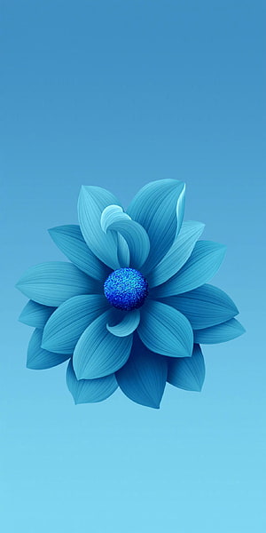 Stylized Blue Flower With Glittering Center On Gradient Background HD phone wallpaper