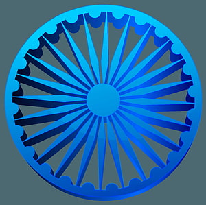 Ashoka Chakra Blue Wheel of Dharma Symbolic Design on Dark Background HD wallpaper