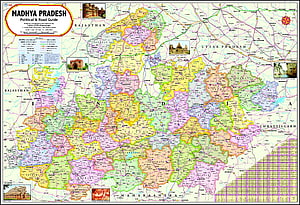 Madhya Pradesh Political and Road Map with District Boundaries and Landmarks HD wallpaper