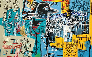 Jean-Michel Basquiat Untitled 1982 Abstract Expressionist Painting with Text and Symbols HD wallpaper