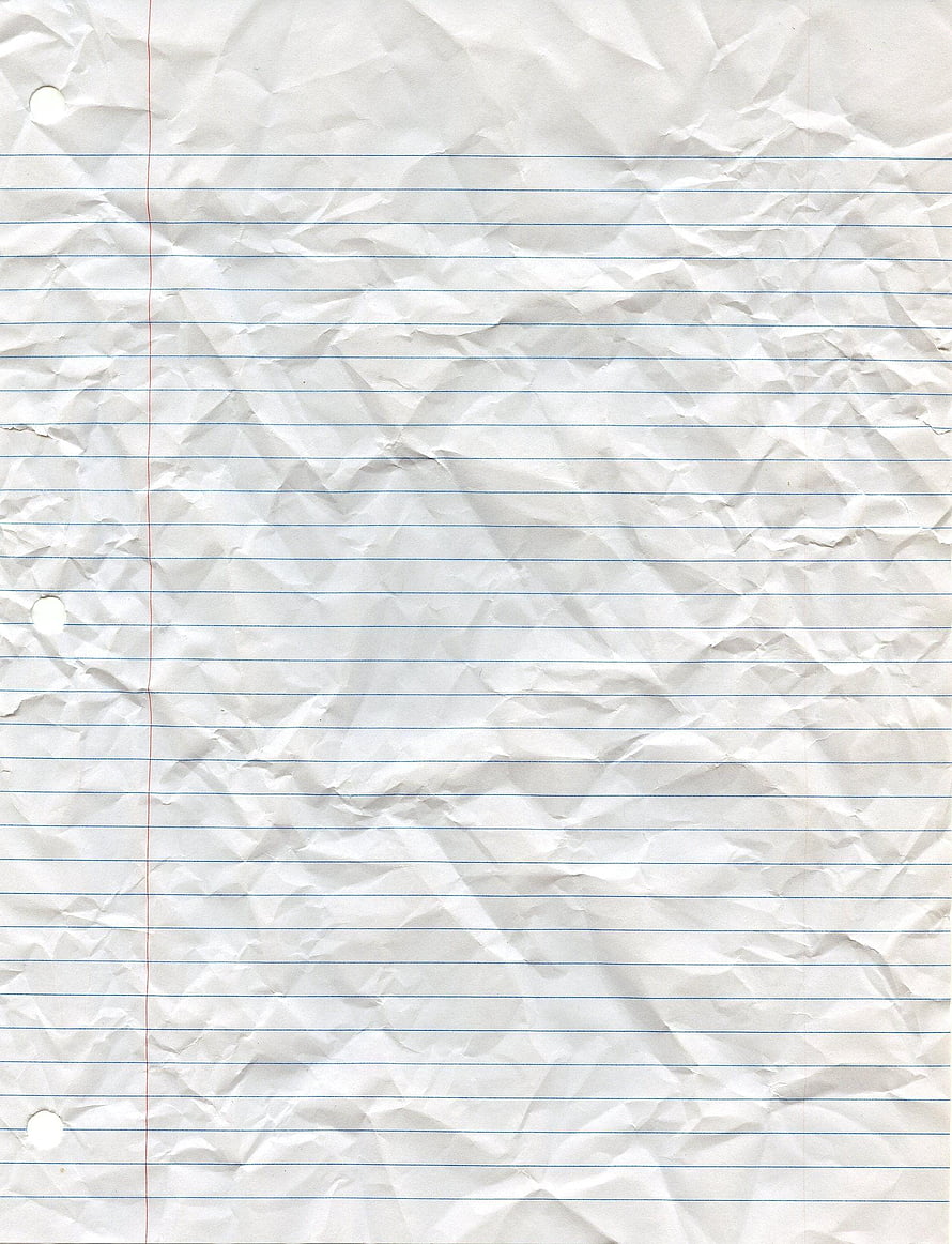 Crumpled Lined Notebook Paper with Blue Ruling and Red Margin Line HD phone wallpaper