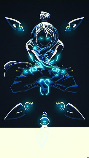 Jett Valorant Stylized Fanart with Glowing Blue Energy and Floating Blades HD phone wallpaper