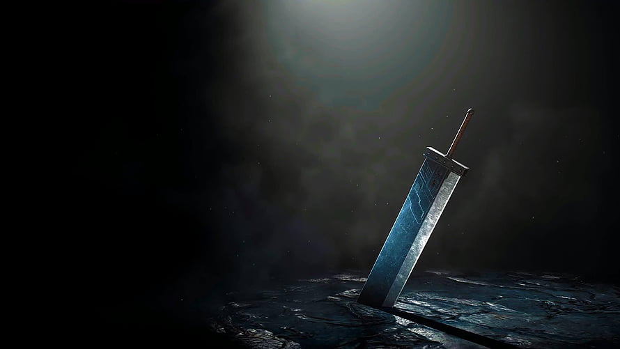 Final Fantasy VII Remake Buster Sword Planted in Dark Stone Ground HD wallpaper