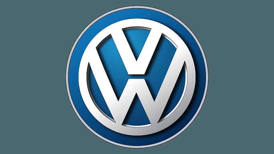 Volkswagen Emblem on Slate Background with Metallic Silver and Blue Design HD wallpaper
