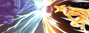 Naruto Sage Mode and Madara Uchiha Clashing in Epic Anime Battle HD wallpaper