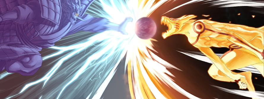 Naruto Sage Mode and Madara Uchiha Clashing in Epic Anime Battle HD wallpaper